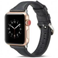Stijlvolle kunstlederen band Apple Watch Ultra 49mm / 46mm / 45mm / 44mm / 42mm - zwart