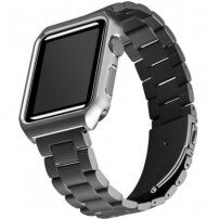 Metalen deksel met riem voor Apple Watch 42mm / 41mm / 40mm / 38mm - zwart