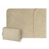 CARTINOE elegante enveloppe met een zak voor kleine spullen voor MacBook Pro 15" - lichtbruin