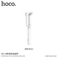 HOCO selfie stick met bekabelde trekker voor Apple iPhone - max 71cm - wit