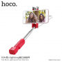 HOCO Selfie stick met bedrade trekker met bliksemschakelaar voor Apple iPhone - max 65cm - rood