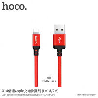HOCO gevlochten oplaadkabel voor Apple iPhone / iPad / HOCO gevlochten oplaadkabel voor Apple iPhone / iPad / iPod - 1m - rood-zwart