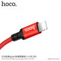 HOCO gevlochten oplaadkabel voor Apple iPhone / iPad / HOCO gevlochten oplaadkabel voor Apple iPhone / iPad / iPod - 1m - rood-zwart