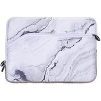 Neopreen zakje voor iPad tot 13" / MacBook tot 14" - wit marmer