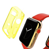 HAWEEL dunne transparante koffer / deksel voor Apple horloge 38mm - geel