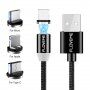 FLOVEME Ronde Magnetische Kabel USB-A / USB-C / Micro USB / Lightning voor iPhone / iPad / iPod / AirPods - 1 m - zwart