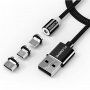 FLOVEME Ronde Magnetische Kabel USB-A / USB-C / Micro USB / Lightning voor iPhone / iPad / iPod / AirPods - 1 m - zwart