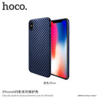 HOCO cover met carbon textuur voor Apple iPhone XS - donkerblauw