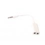 Hub / splitter / adapter met 3.5mm hoofdtelefoonaansluiting en microfoonaansluiting voor iPhone / iPad - wit