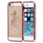 Roze - gouden deksel met stenen voor Apple iPhone 5 / 5S / SE (2016) - zwaan
