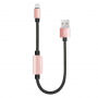 BENKS USB-kabel met bliksemafleider voor het gelijktijdig opladen en beluisteren van muziek. Apple iPhone - 25cm - roze-goud