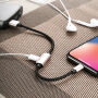 BENKS USB-kabel met bliksemafleider voor het gelijktijdig opladen en beluisteren van muziek. Apple iPhone - 25cm - roze-goud