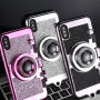 Stijlvolle hoes in retro-camera-ontwerp voor Apple iPhone XS - zwart