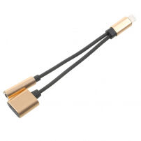 Vermindering van blikseminslag voor gelijktijdige aansluiting van koptelefoon en lader voor iPhone - goud