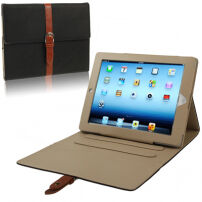 Luxueuze PU lederen tas met gesp Apple iPad 4 / 3 / 2 / 2 - zwart