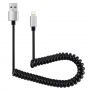 Intrekbare oplaad- en synchronisatiekabel voor iPhone / iPad / iPod - 30-100cm - zwart