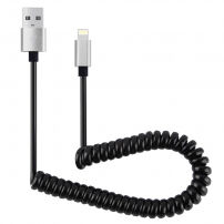 Intrekbare oplaad- en synchronisatiekabel voor iPhone / iPad / iPod - 30-100cm - zwart