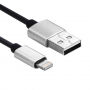 Intrekbare oplaad- en synchronisatiekabel voor iPhone / iPad / iPod - 30-100cm - zwart