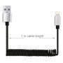 Intrekbare oplaad- en synchronisatiekabel voor iPhone / iPad / iPod - 30-100cm - zwart