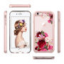 Beschermhoes met transparante achterkant voor Apple iPhone 6 / 6S - roze met bloemen