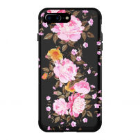 Super bestendig hoesje voor Apple iPhone 7 Plus / 8 Plus - zwart met bloemen