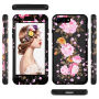Super bestendig hoesje voor Apple iPhone 7 Plus / 8 Plus - zwart met bloemen