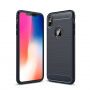 robuuste geborstelde stijl cover voor iPhone XS Max. - donkerblauw