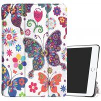 Case met slaapfunctie voor iPad 9,7" (2017/2018) - vlinders en bloemen