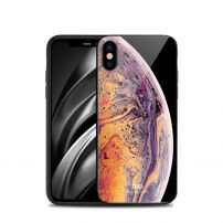 NXE-hoes met glazen achterkant voor iPhone XS Max. - oranje planeet