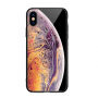 NXE-hoes met glazen achterkant voor iPhone XS Max. - oranje planeet