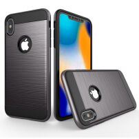 stevige hoes iPhone XS Max - geborstelde textuur - grauw