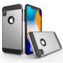 stevige hoes iPhone XS Max - geborstelde textuur - zilver