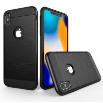 stevige hoes iPhone XS Max - geborstelde textuur - zwart