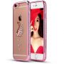 Roze - gouden deksel met stenen voor iPhone 6 / 6S - zwaan