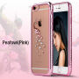 Roze - gouden deksel met stenen voor iPhone 6 / 6S - pauw