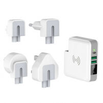 6700mAh lader / Power Bank met vervangbare stekkers (AU / UK / US / EU) en draadloos opladen