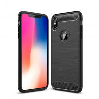 robuuste geborstelde stijl cover voor iPhone XS Max. - zwart