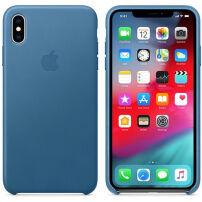 Originele Apple lederen koffer voor iPhone XS Max - blauw-grijs