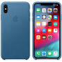 Originele Apple lederen koffer voor iPhone XS Max - blauw-grijs