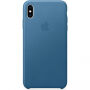 Originele Apple lederen koffer voor iPhone XS Max - blauw-grijs