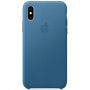 Originele Apple lederen koffer voor iPhone XS - blauw-grijs