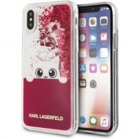 Karl Lagerfeld Peek and Boo Liquid Glitter koffer met vloeibare glitters voor iPhone X - rood
