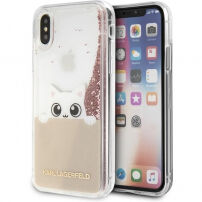Karl Lagerfeld Peek and Boo Glitter koffer voor Karl Lagerfeld Peek and Boo Glitter voor iPhone X - goud