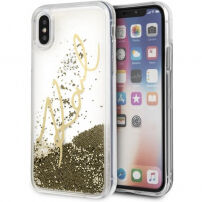 Karl Handtekening Vloeibare Glitterkoker voor iPhone X - goud