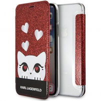 Karl Lagerfeld Valentines Choupette Boekenkast voor Karl Lagerfeld Valentines voor iPhone X - rood