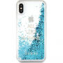 Denk Vloeibare Schitter achterdekking voor Vloeibare Glitter voor iPhone X - blauw