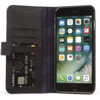 Gedecodeerde lederen portemonnee voor Apple iPhone 8 Plus / 7 Plus / 6S Plus - zwart