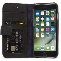 Gedecodeerde lederen portemonnee voor Apple-iPhone 8/7/6S - zwart