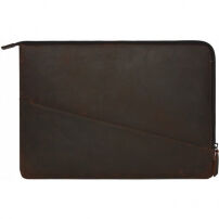 Decoded Waxed Slim leren tas voor MacBook Pro 15" - bruin