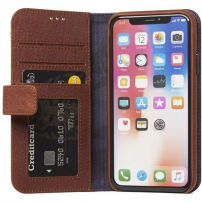 Gedecodeerde lederen koffer voor iPhone X - Bruin